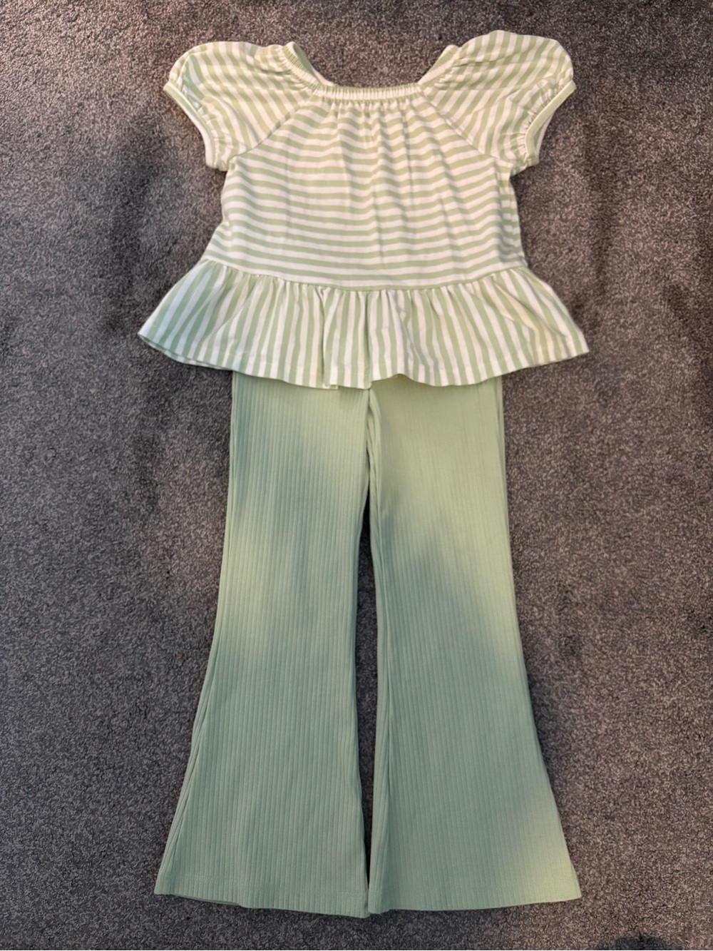 Girls Two-Piece Cat & Jack Mint Green Striped Top & Pants Set